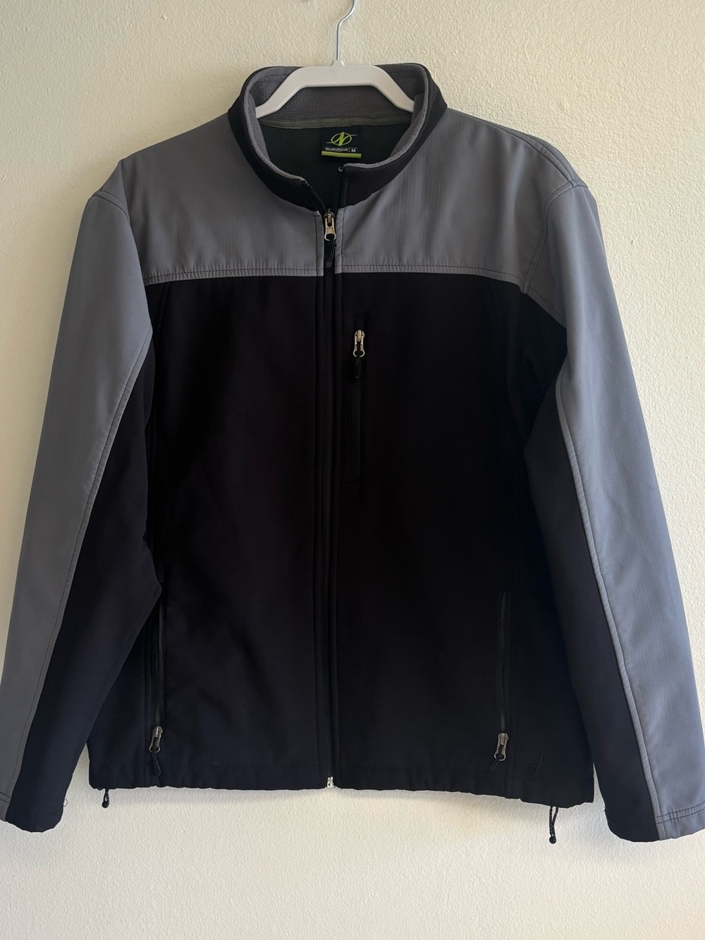 Men's Black and Gray Softshell Windbreaker Jacket